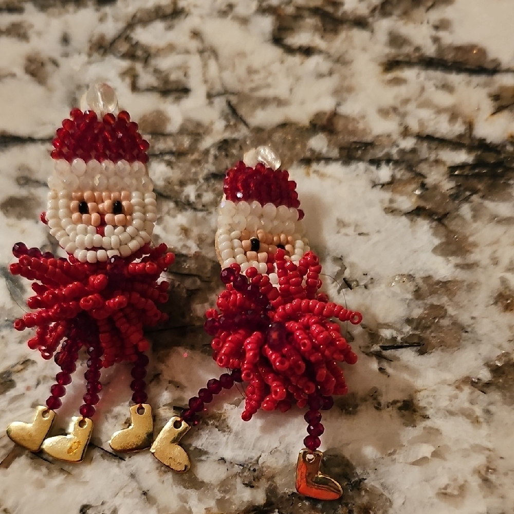 Festive Santa Beaded Earrings